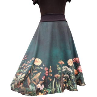 Dámská půlkolová sukně Bella s vintage květinami, vel. S/L