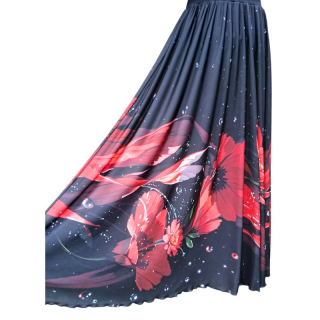 Dámská dlouhá maxi sukně Venezia Červené květy, vel. L/XL